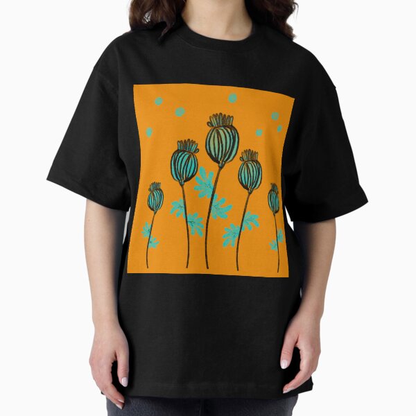 Item preview, Stylised poppy seed heads orange background  designed and sold by LynseysArtShop.