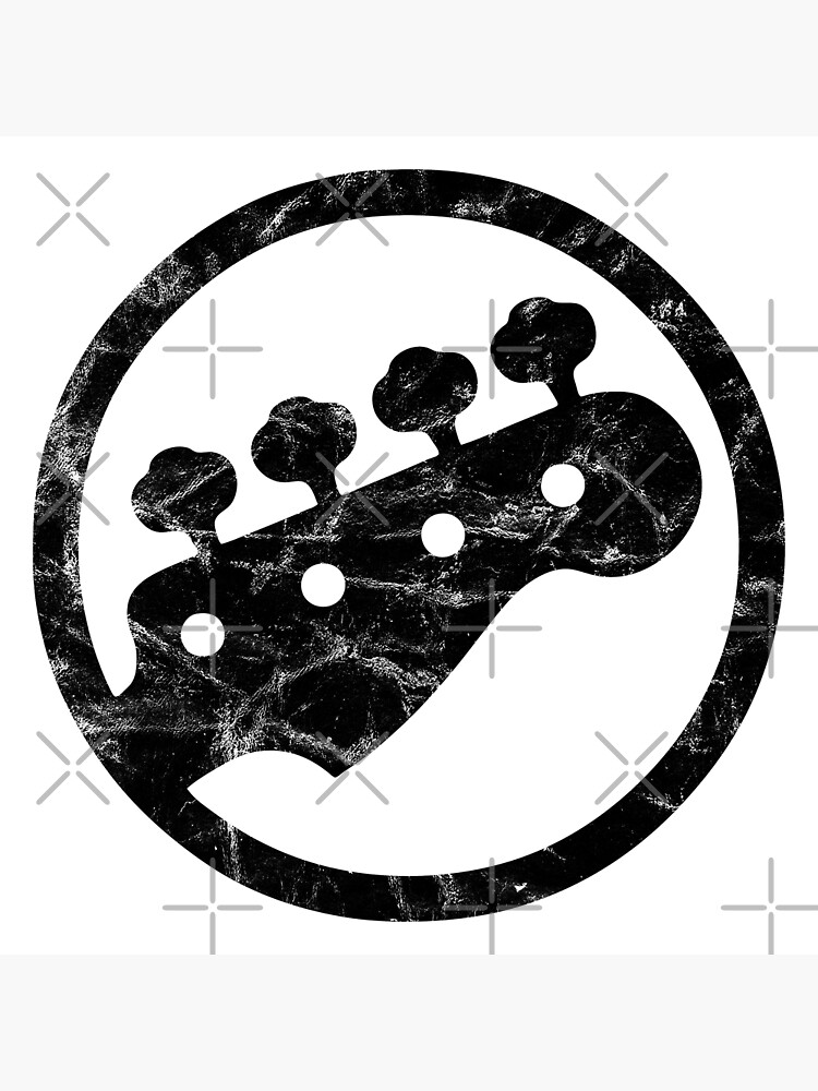 "Bass Guitar Logo (black on white distressed design)" Poster for Sale