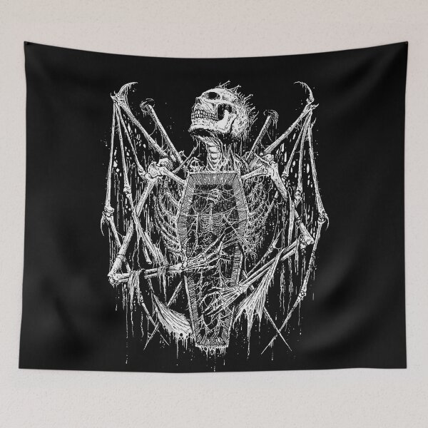 Item preview, Death Skeleton Demon Angel Coffin black white designed and sold by DRK7DSGN.