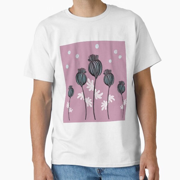 Item preview, Stylised poppy seed heads pink background  designed and sold by LynseysArtShop.