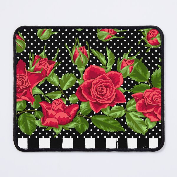 Item preview, Lunares florales con borde de rayas blancas y negras designed and sold by Trimzz.