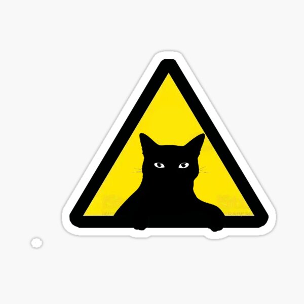 Warning Cat Sign Sticker For Sale By Choppdesign Redbubble