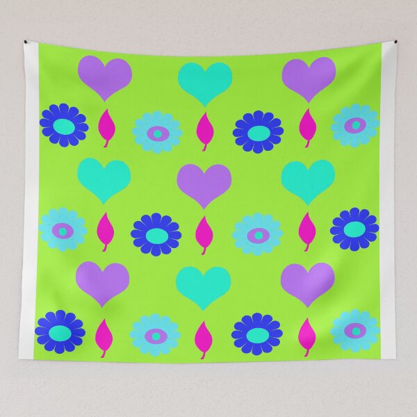 Item preview, Daisy and heart all over print , duck egg designed and sold by OakendOriginals.