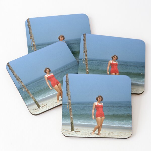 Item preview, 1940s - At the beach in a red swimsuit, USA designed and sold by thatwaslife.