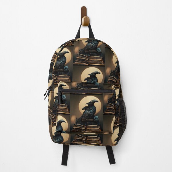 Item preview, Pile of books with a raven and a skull A.I. generated designed and sold by JinxedMonster.