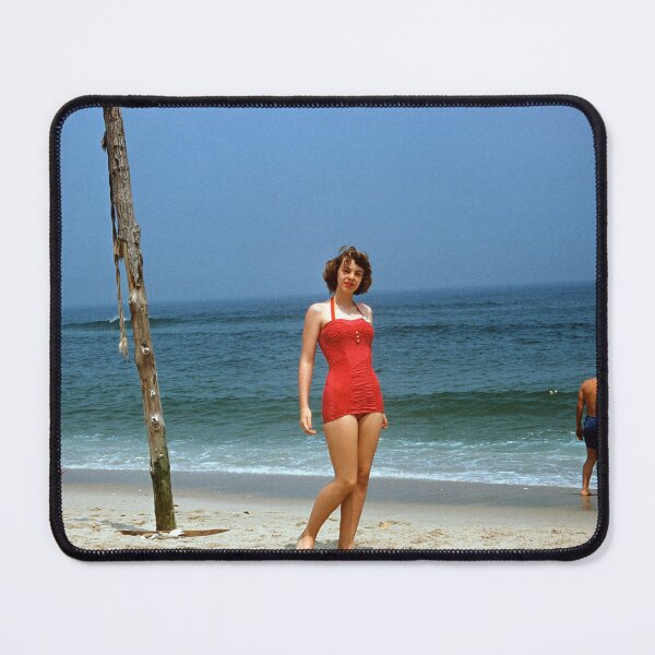 Item preview, 1940s - At the beach in a red swimsuit, USA designed and sold by thatwaslife.
