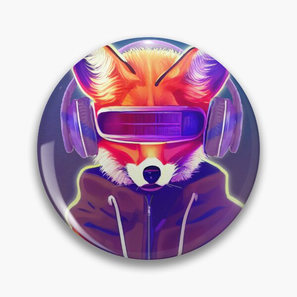 Item preview, Cyberpunk fox with headphones- Red Neon fox-retro Cyberpunk glitch fox designed and sold by TeeARTHY.