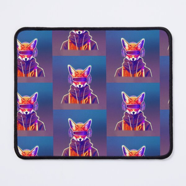 Item preview, Cyberpunk fox with headphones- Red Neon fox-retro Cyberpunk glitch fox designed and sold by TeeARTHY.