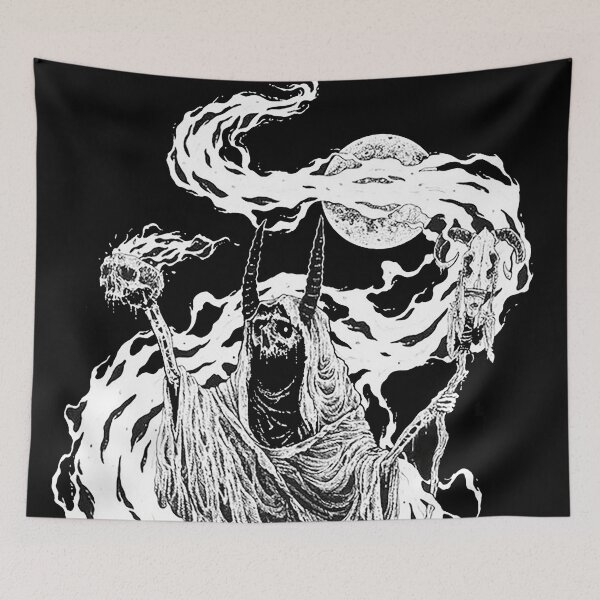 Item preview, Death Skeleton Witch Flaming Skull Sacrifice dark designed and sold by DRK7DSGN.