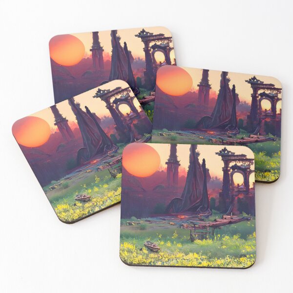 Item preview, AI Generated Art, Retro sunset Landscape Painting designed and sold by ACC .