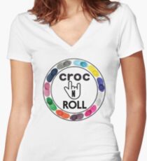 Croc N Roll Women's Fitted V-Neck T-Shirt