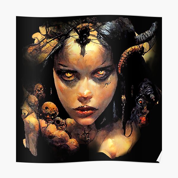"Devil Girl, AI Art inspired by Frazetta" Poster for Sale by IAMAIart
