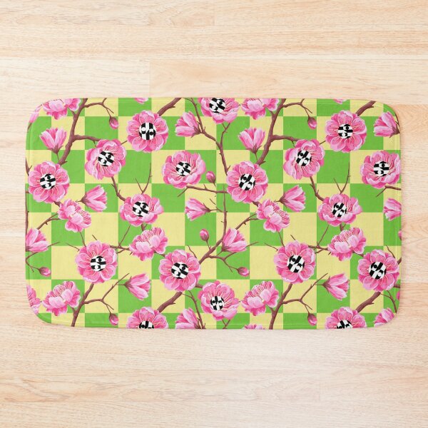 Item preview, Yellow and Pink Floral Check Happy Print designed and sold by Trimzz.