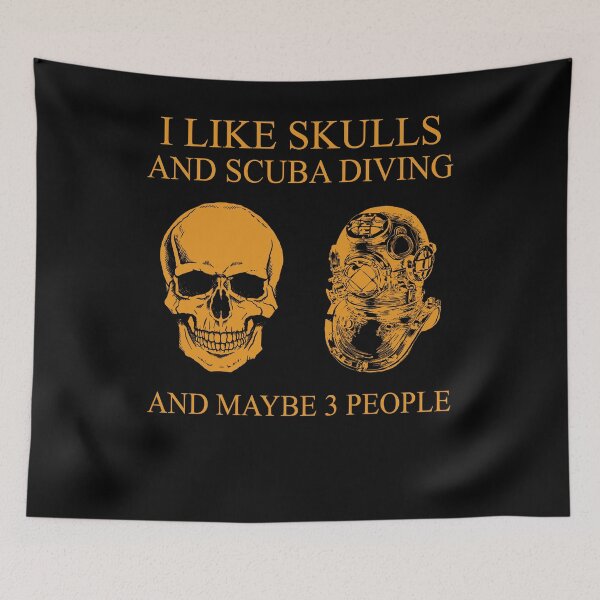 Item preview, I like skulls and scuba diving maybe 3 people ocean funny retro vintage gifts designed and sold by elizabethdawnn.