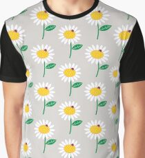Whimsical Summer White Daisy and Red Ladybug Graphic T-Shirt