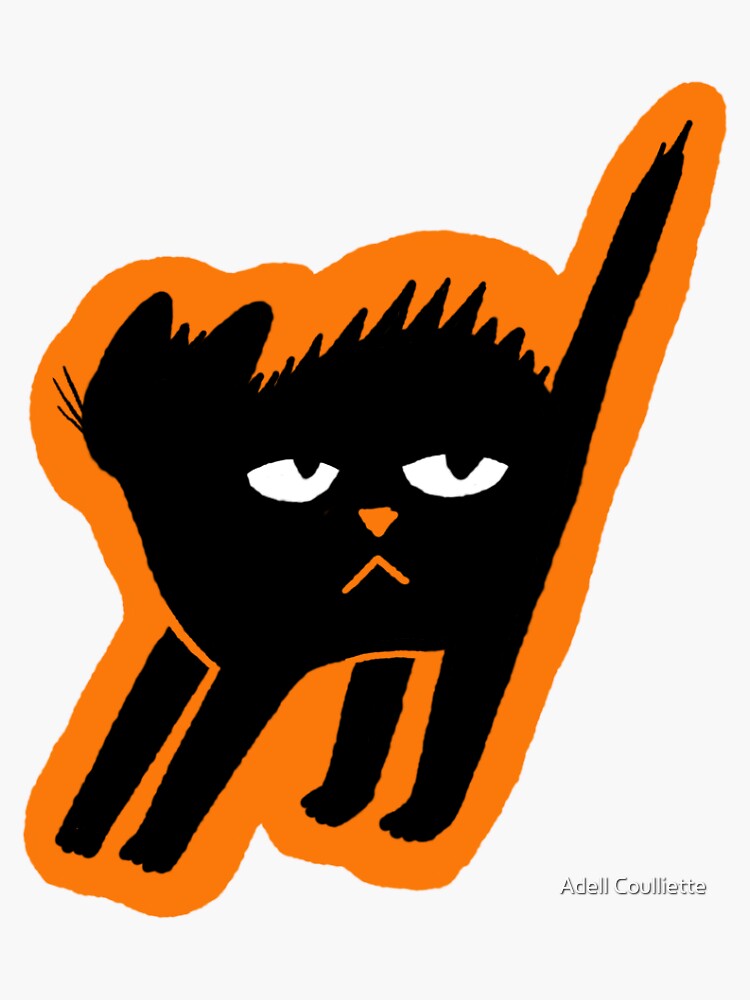 "Scaredy Cat | Spooky Season Halloween Black Cat Scared" Sticker for