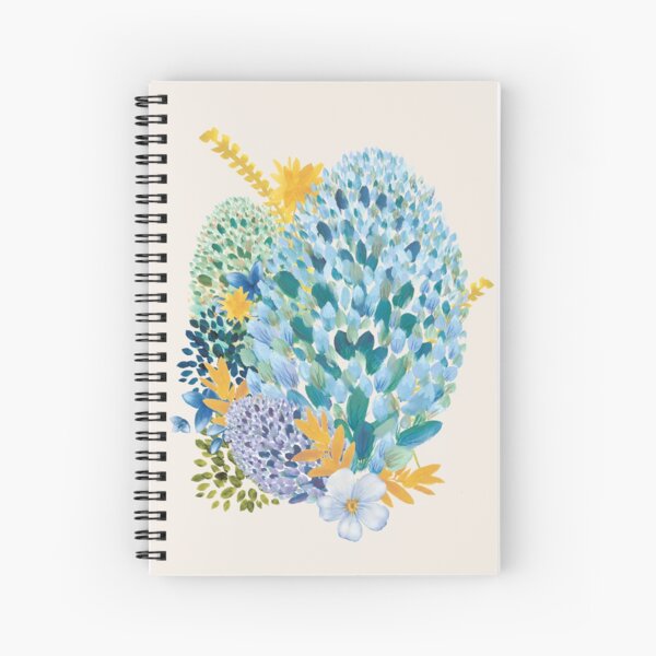 Contemporary Floral - Blue Spiral Notebook