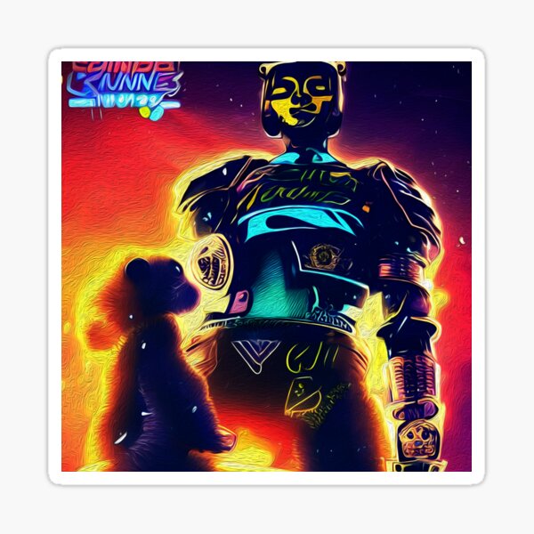 Item preview, Robot And Bear Neon Abstract Art designed and sold by Ariel Guevara.
