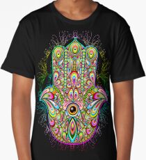Hamsa Hand Psychedelic Amulet Long T-Shirt