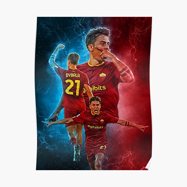 PAULO DYBALA MASKE ZIELFEIER ROMA NEU Poster