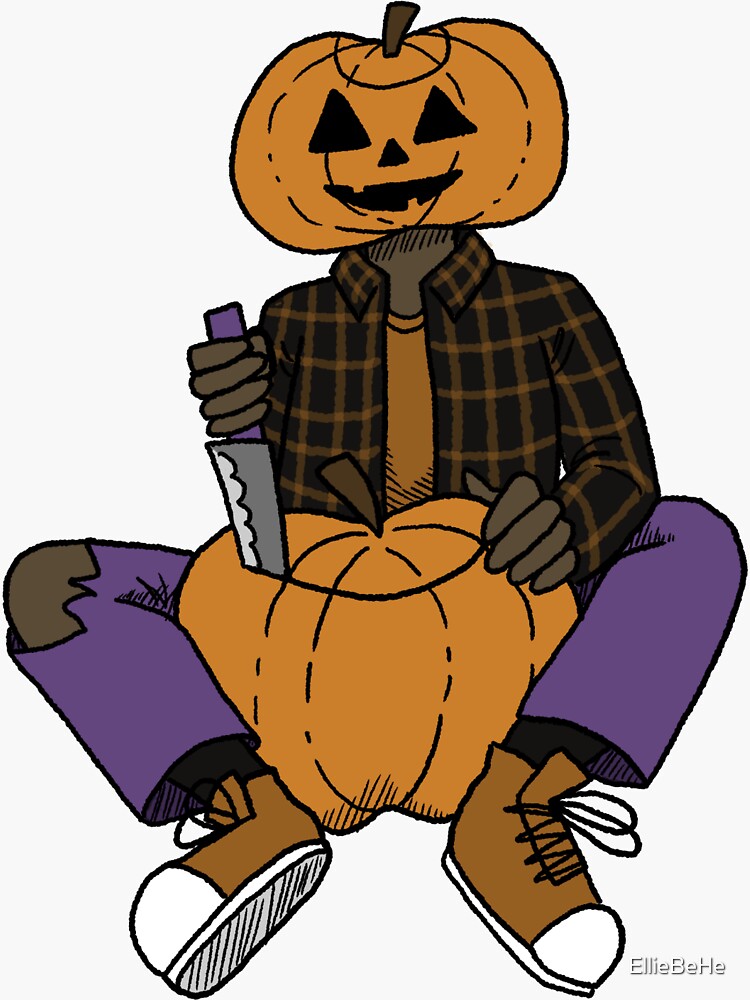 "Jack-O-Lantern Head Grunge Halloween Pumpkin Carver" Sticker for Sale ...