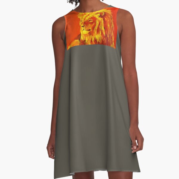 Krafttierbild Löwe - Totem Animal Lion A-Linien Kleid