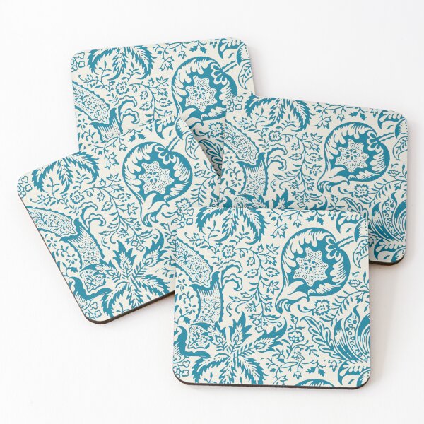 Aperçu de l'œuvre Peinture Vintage Motif Indien Aqua Turquoise 1800 créée et vendue par RISE LiftingOthers.