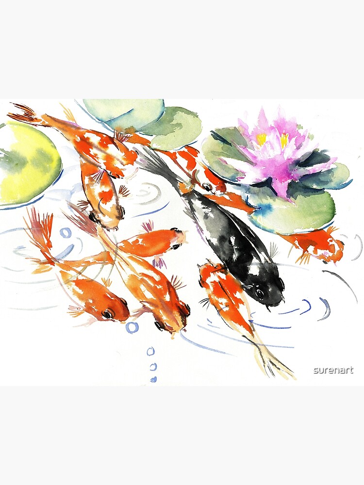 Thumbnail 2 of 2, Art Board Print, Nine KOI designed and sold by surenart.