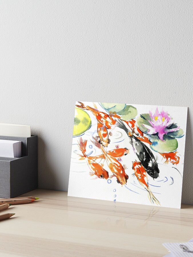 Thumbnail 1 of 2, Art Board Print, Nine KOI designed and sold by surenart.