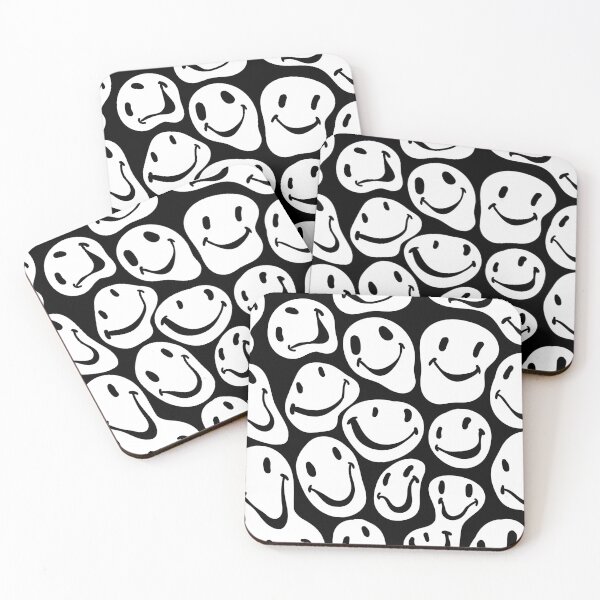 Item preview, Aesthetic White Happy Faces Over a Black Background designed and sold by CreativeDelco.