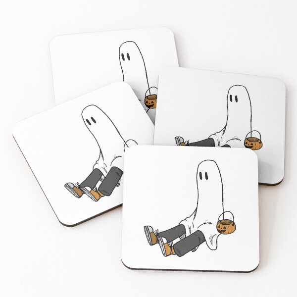 Item preview, Grunge Sheet Ghost with Halloween Pumpkin Bucket designed and sold by EllieBeHe.