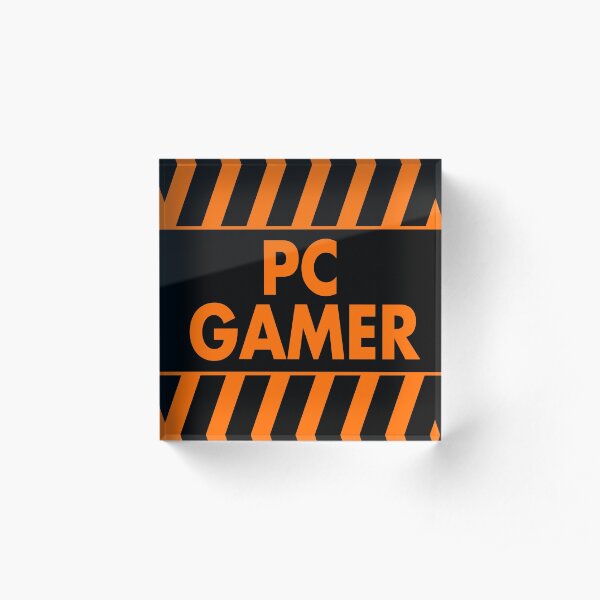 Warning Pc Gamer (orange) Acrylic Block