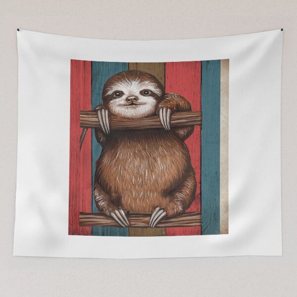 Item preview, Sloth Wooden Background designed and sold by AnetteEckert.