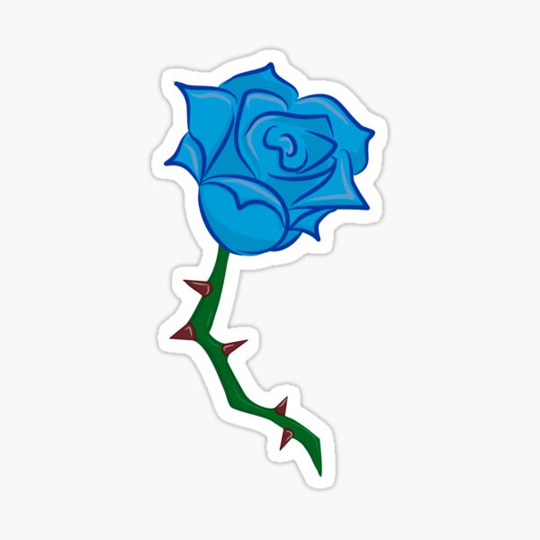 "Blue Flower Red Thorn 3" Sticker for Sale by LiaCava Redbubble