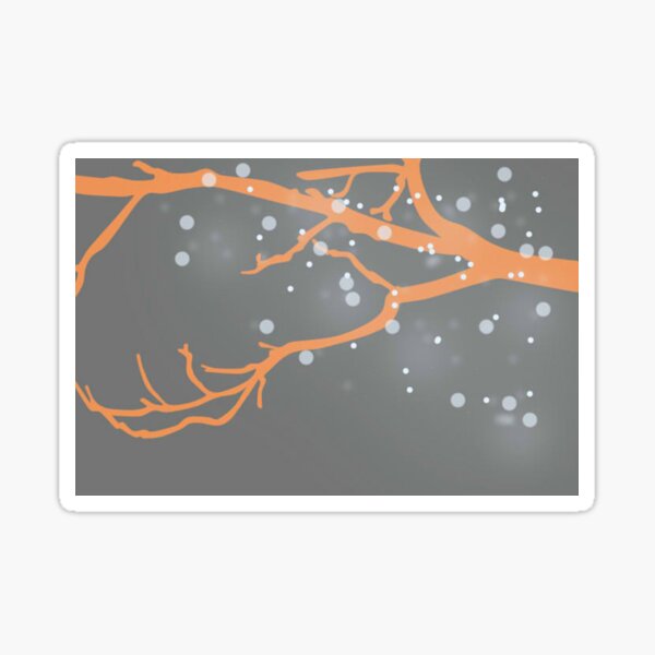 Grey & Orange Snow Branch 4 Sticker