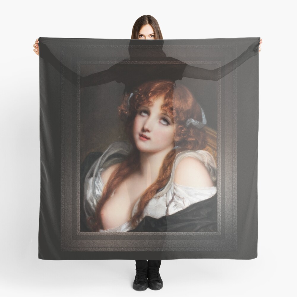 Portrait Bust Of A Young Girl by Jean-Baptiste Greuze Remastered Xzendor7 Classical Art Old Masters Reproductions Scarf