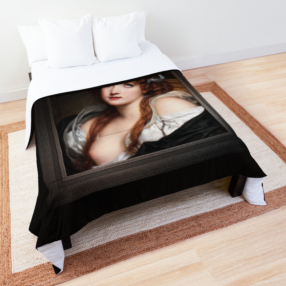 Portrait Bust Of A Young Girl by Jean-Baptiste Greuze Remastered Xzendor7 Classical Art Old Masters Reproductions Comforter