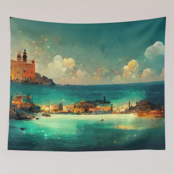 Item preview, Mediterranean Paradise Abstract AI Generated Art designed and sold by MeAI-Art.