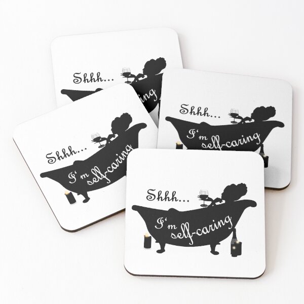 Item preview, Shhh... I'm Self-Caring- bubble, bath, self, care, love, wine, glass, candles, silhouette, glow, light, relax, me, time, tub, girl, woman, lady, bun, hair, funny   designed and sold by Bruh-llc.