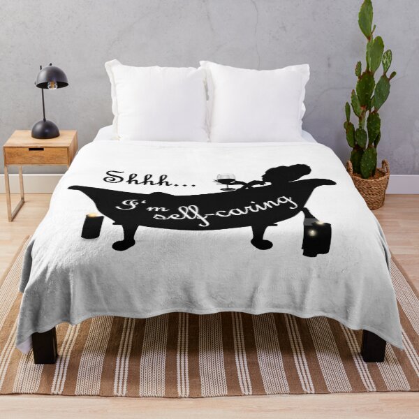 Item preview, Shhh... I'm Self-Caring- bubble, bath, self, care, love, wine, glass, candles, silhouette, glow, light, relax, me, time, tub, girl, woman, lady, bun, hair, funny designed and sold by Bruh-llc.