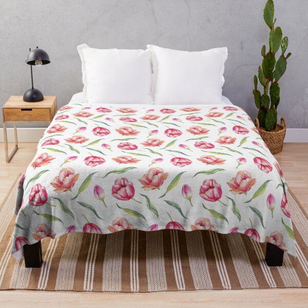 Item preview, Red Tulips Pattern best for Pillow,bath mats,shower curtain,throw blankets and tapestries designed and sold by Fairies Flower Garden.