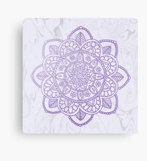 Lavender Mandala on White Marble Canvas Print