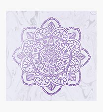 Lámina fotográfica Lavanda Mandala en mármol blanco