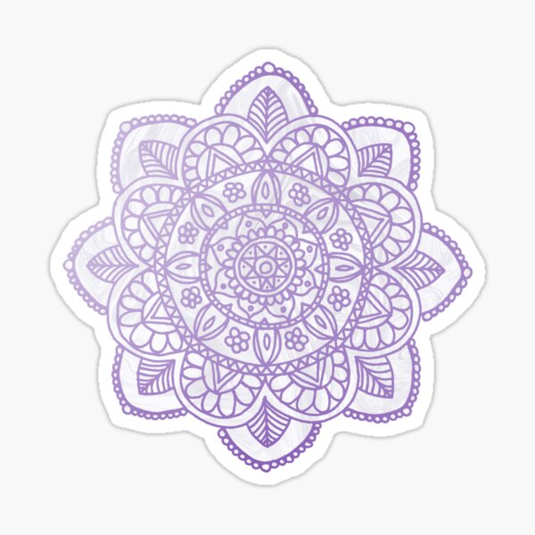 Lavender Mandala on White Marble Sticker
