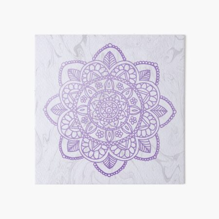 Lavender Mandala on White Marble Art Board Print