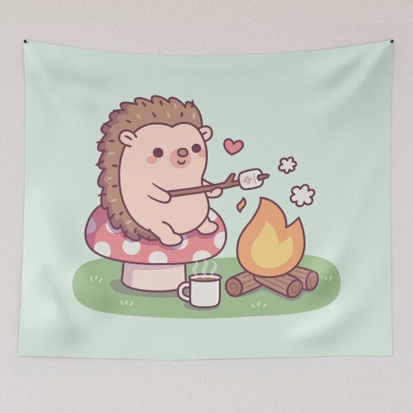 Item preview, Cute Hedgehog Toasting Marshmallow At Campfire designed and sold by rustydoodle.