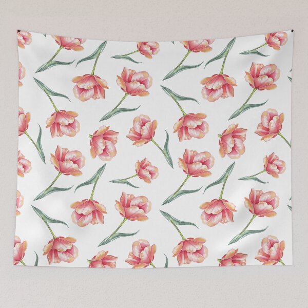 Item preview, Orange Tulips Pattern best for Pillow,bath mats,shower curtain,throw blankets and tapestries designed and sold by Fairies Flower  Garden.