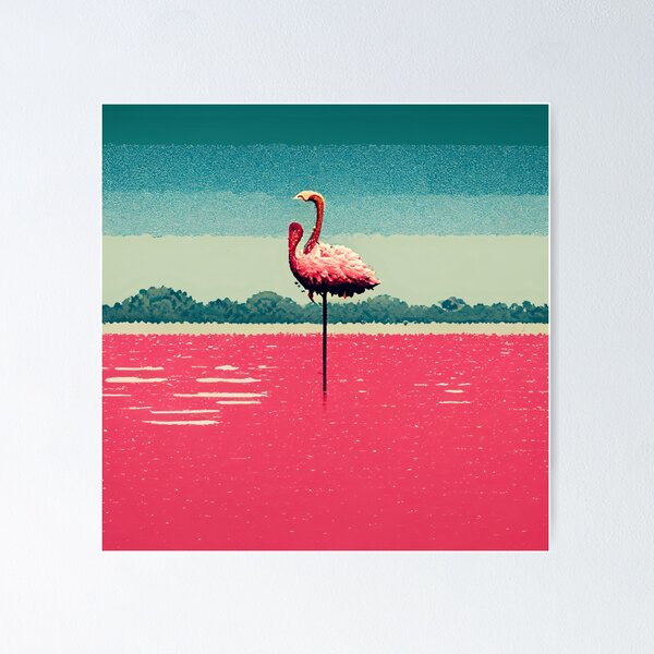 Aperçu de l'œuvre Flamant rose 16 bits rétro créée et vendue par pekulir.
