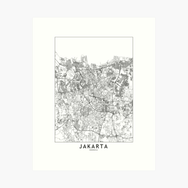 Item preview, Jakarta White Map designed and sold by multiplicitymap.