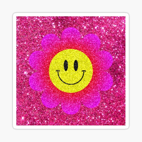 Flower Smiley Face Pink Sticker for Sale by berrydesignco